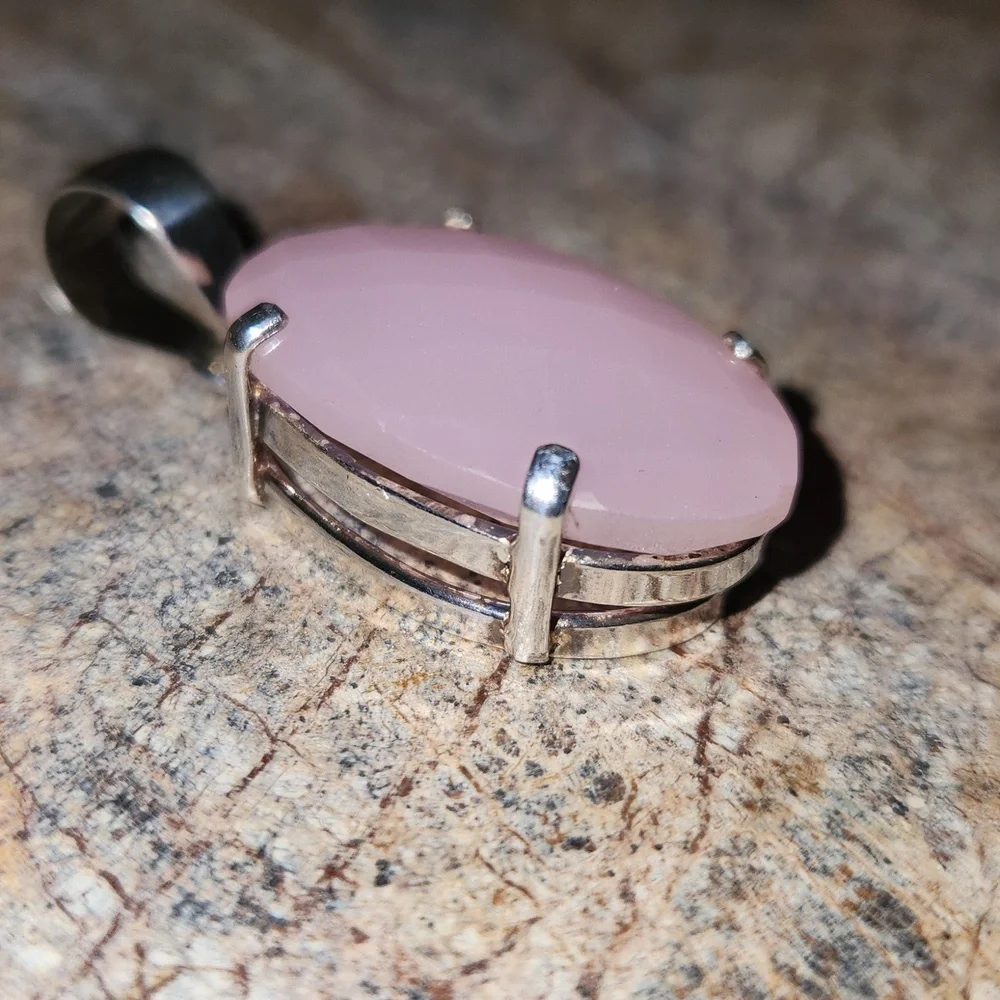 Pink Chalcedony & Sterling Silver Pendant